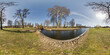 full seamless spherical hdri 360 panorama view near dam lock sluice on lake impetuous waterfall in equirectangular projection, VR content