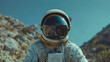 close up shot of an astronaut on the background of a new planet