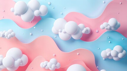 Poster - Abstract paper shapes floating in a cute 3D space  AI generated illustration