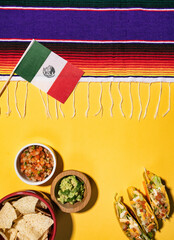 Wall Mural - Cinco De Mayo Mexican Holiday Background With Flag