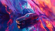An Abstract Representation Of A Car Drifting Through A Kaleidoscopic Mirror World       AI Generated Illustration
