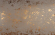 Crumble Paper texture painting glow glitter torn blot wall. Abstract gold, bronze and beige stain copy space background.