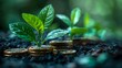 Image symbolizing green investments with leaves representing profitable ecofriendly business growth. Concept Green Investing, Eco-friendly Business, Profitable Growth, Sustainable Finance