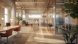Modern Open-Plan Office Space During Daylight Hours