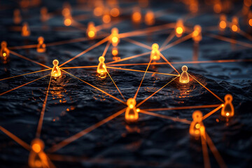 Poster - Glowing Network Connections on Dark Surface at Twilight
