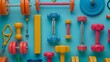 Colorful abstract gym equipment arrangement  AI generated illustration
