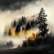 Autumn forest fog