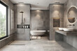 © Алина Троева - Contemporary modern bathroom interior in grey colors, concrete and marble elements.