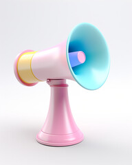 3D megaphone, children's cartoon style, delicate pastel colors, on a white background сreated with Generative Ai