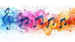 abstract colorful background with sheet music
