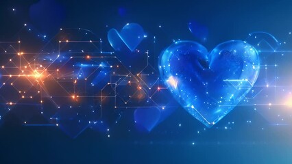 Aufkleber - Blue Heart With Heartbeat Symbol