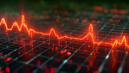Aufkleber - Pulsating Heartbeat Simulation on Digital Graph Display
