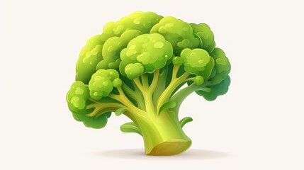 Sticker - A vibrant cartoon rendering of a broccoli icon is showcased against a clean white backdrop perfect for UI UX design purposes This realistic and colorful vegetable symbol is depicted in a car