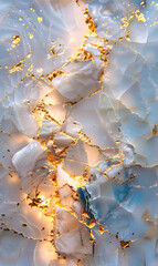 Wall Mural - Close up of marble texture with gold foil, resembling a natural landscape