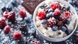 
Picture a delightful whirlwind of flavors featuring creamy cottage cheese, rich hot chocolate, and ripe, colorful berries.