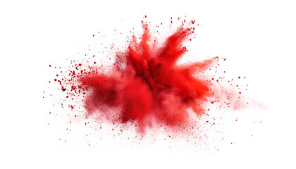 Red scarlet ruby color powder dust explosion PNG transparent background isolated graphic resource. Celebration, colorful festival, run or party element