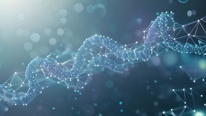 Poster - Abstract Digital Representation of DNA Double Helix in Blue Tones