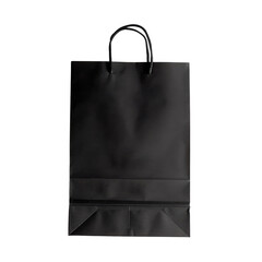 Poster - A single black paper shopping bag set against a transparent background captured from above with room for text