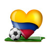 Colombia flag with a soccer ball and playing field to support the sport and the passion it transmits.
