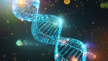 Aufkleber - Glowing DNA Double Helix in a Digital Representation of Genetic Research
