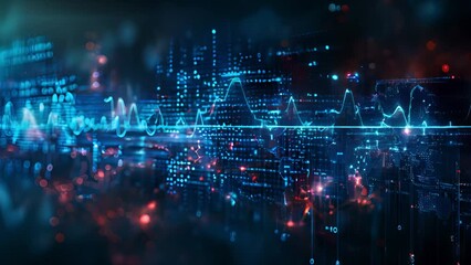 Fototapete - Abstract Digital Waveforms and Data Streams in Cyberspace