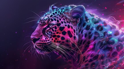 Wall Mural - leopard from congo , fan art, colorful, gothic, 3d, anime