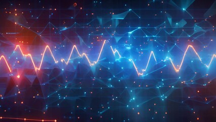 Leinwandbilder - Dynamic Blue and Orange Sound Wave on Black Background
