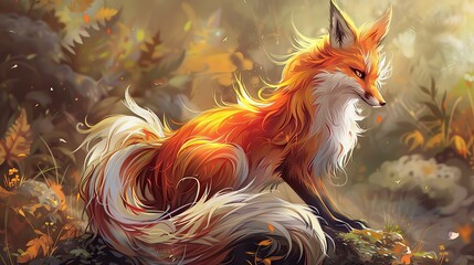 Wall Mural - Nine-Tailed Fox, beautiful 