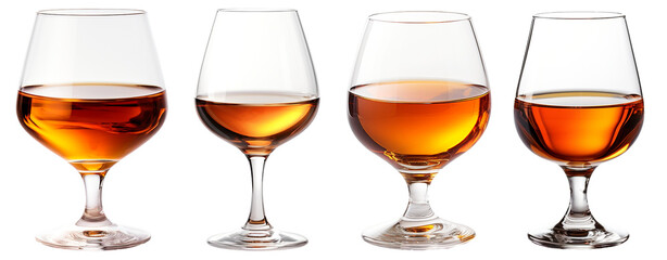 set of isolated cognac glasses