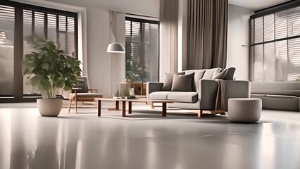 Poster - Furnished Living Room With Windows Generative AI