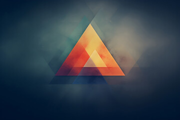 Poster - Abstract triangular geometric shape with vibrant colors on a blurred background