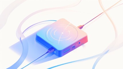 Poster - 2d illustration of a wifi antenna signal icon placed against a white backdrop featuring a modem and 