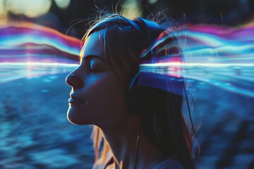 Wall Mural - Wellbeing and Animal Sleep Studies: Using REM Earphones for Stress Reduction, Sleep Medicine, Brainwave Analysis, Sleep Management, and Rejuvenation Affirmations.