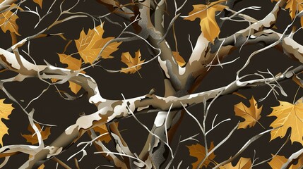 Sticker - Woodland Harmony: Seamless Camo Vector Pattern Embracing Real Tree Design