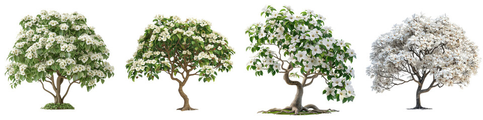 Wall Mural - Kousa Dogwood Trees Hyperrealistic Highly Detailed Isolated On Transparent Background Png File