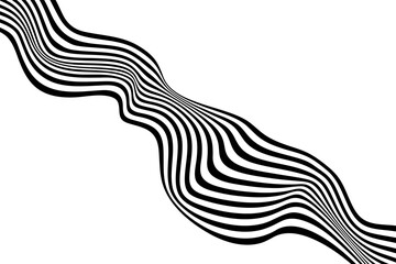 Wall Mural - Abstract element, wavy, curved lines. Vector illustration of stripes with optical illusion, isolated on white background.