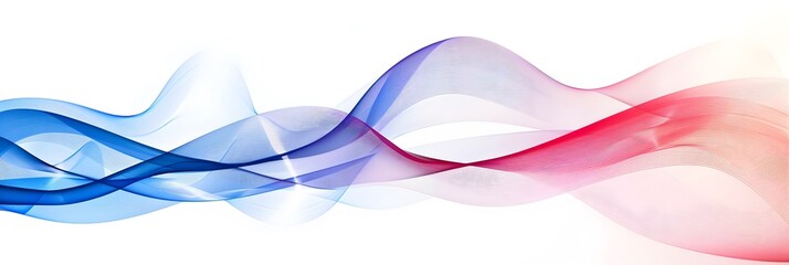 Wall Mural - Modern Abstract Composition of Blue and Gradient Red Curves on White Abstract