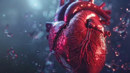 Human heart medical digital anatomy concept drawing painting art wallpaper background