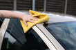 Washing a car with microfiber. Auto detailing.Car Cosmetics