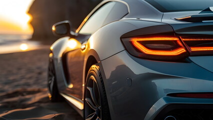 Wall Mural - Modern car at the beach