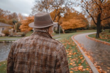 Man Wearing Hat Walking Down Street