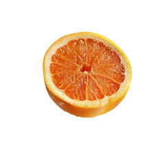 Wall Mural - A vibrant image of half a juicy grapefruit sitting on a clear surface