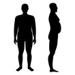 Overweight man silhouette front and side