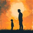 © Absent Satu - World Father's Day. Silhouettes of father and child looking into the distance.