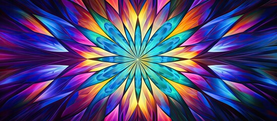 Wall Mural - Vibrant stained glass window art with a rainbow of colors and geometric patterns