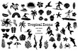 Tropical Illustrations Vintage Icon Sheet