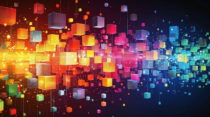 Poster - abstract technology futuristic background design digital light structure concept blue electronic network space glowing neon wallpaper