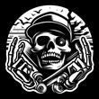 illustration design logo a  skull with hat sport