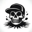 illustration design logo a  skull with hat sport