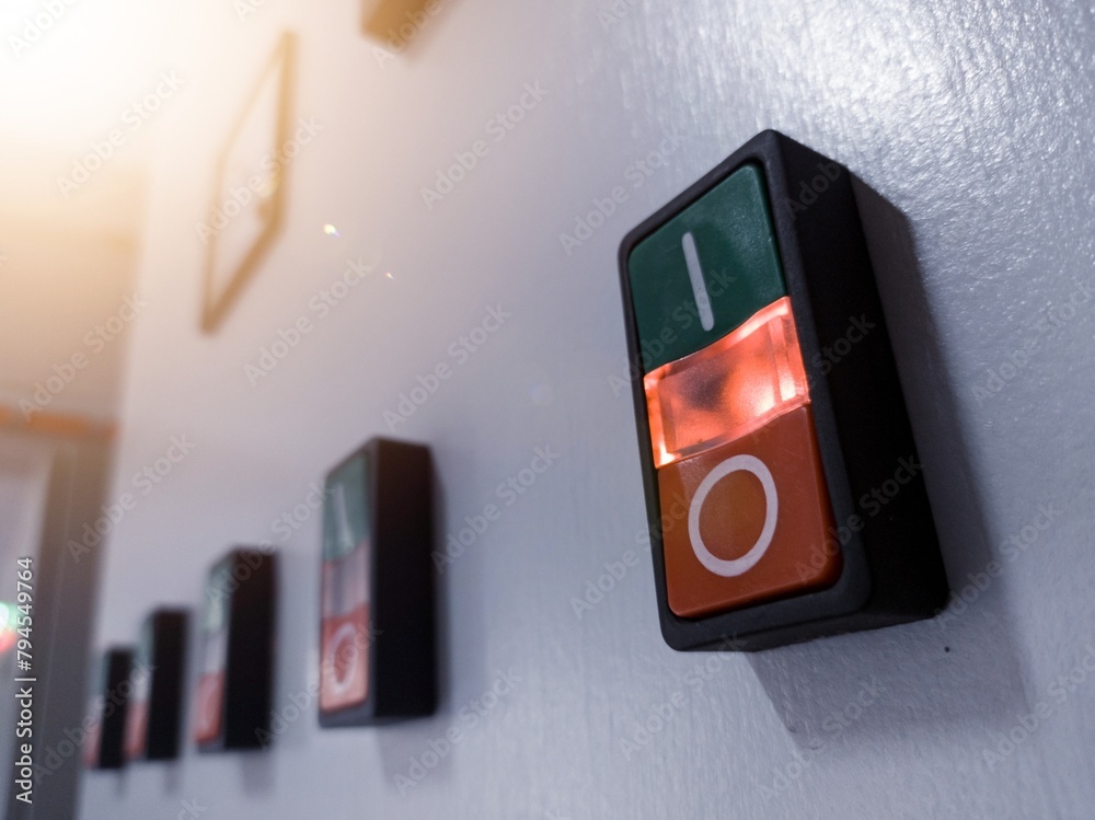 ON-OFF Switches with indicator light on in electrical panel control ...